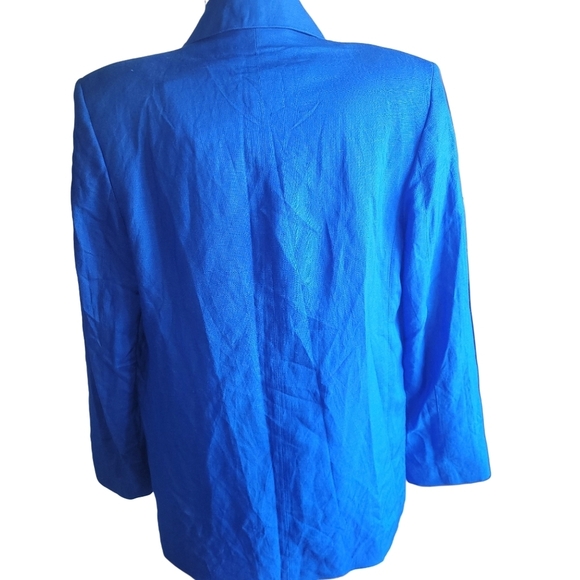 H&M Blue Linen Blend Single Breasted Blazer S - Picture 7 of 8